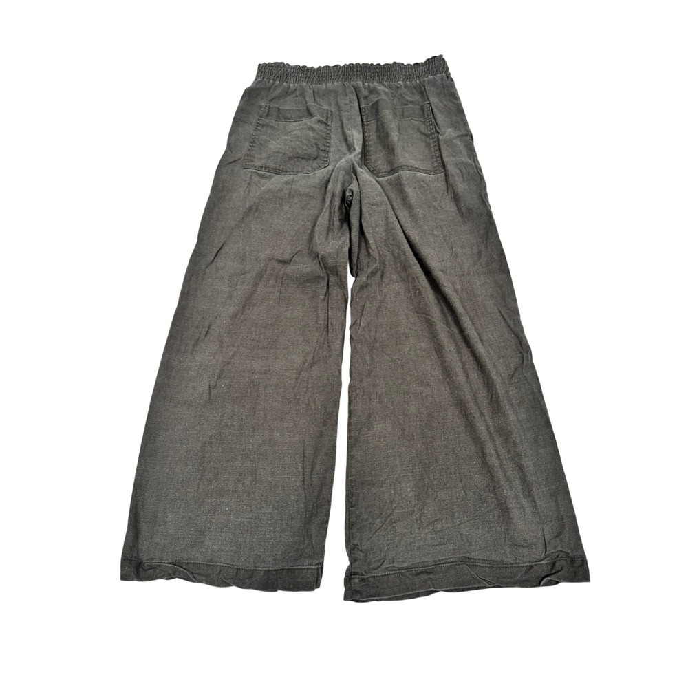 Maeve Anthropologie Gray Linen Blend Wide Leg Smocked Waist Pants Small - Picture 2 of 7